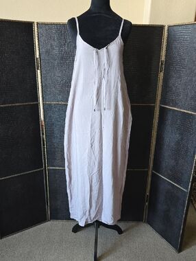 Light Gray Slip Maxi Dress with Spaghetti Straps